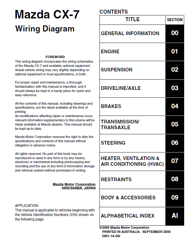 Workshop Manual [Mazda CX-7] 2006-2012