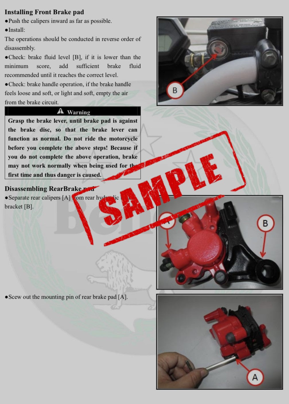 Workshop Manual [Benelli 502C] 2019-2020