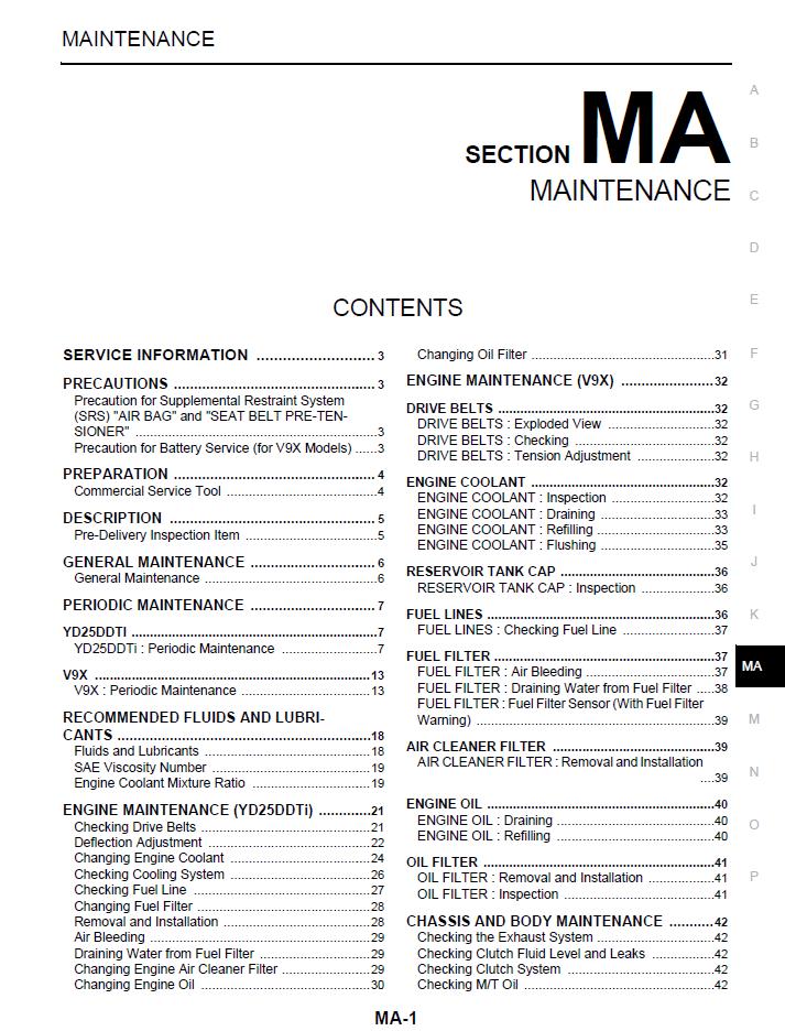 Workshop Manual [Nissan X-Trail] 2001-2007