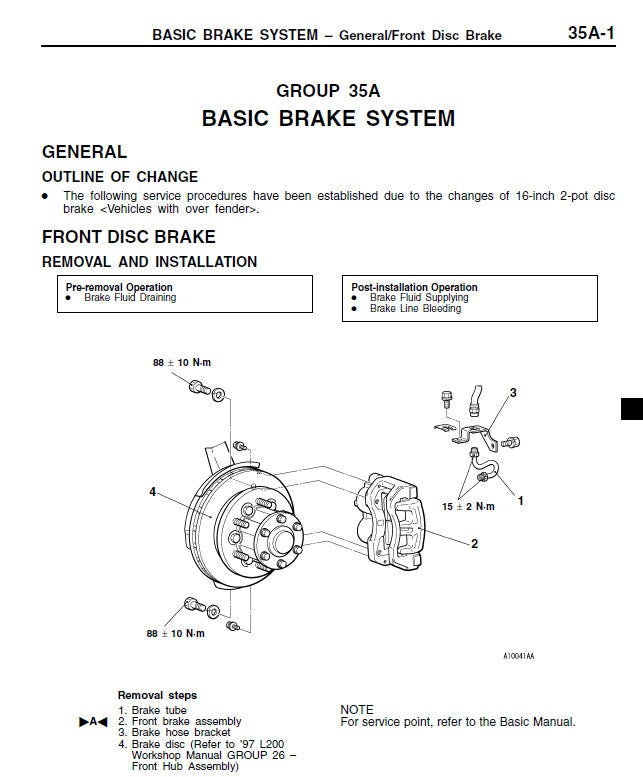 Workshop Manual [Mitsubishi L200] 1996-2006