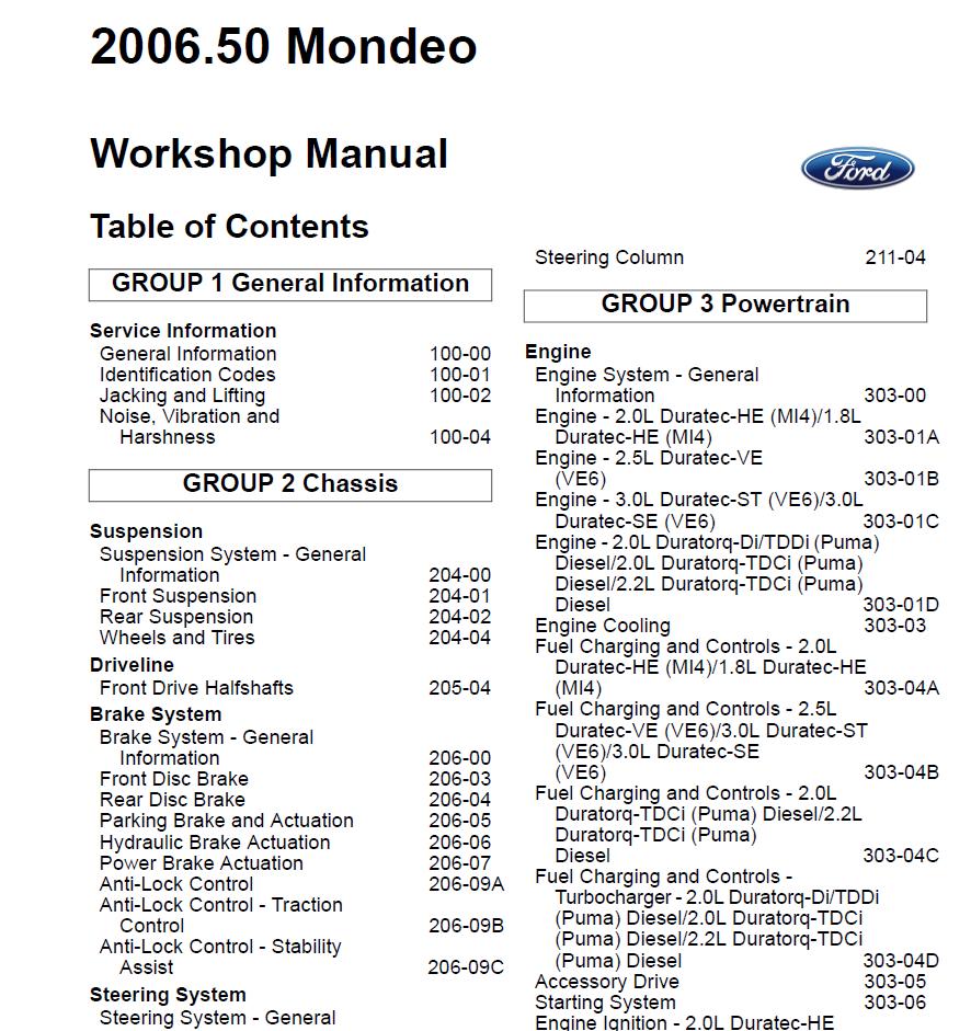 Werkstatthandbuch [Ford Mondeo] 2001-2007